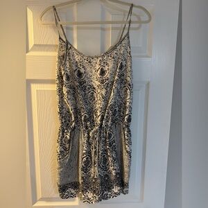 Soprano Black and Cream Patterned Romper